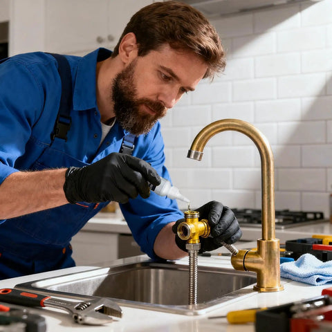Technician applying Pro Grade High Temp Silicone Oil Lubricant for food processing equipment and conveyors, waterproof, rust resistant