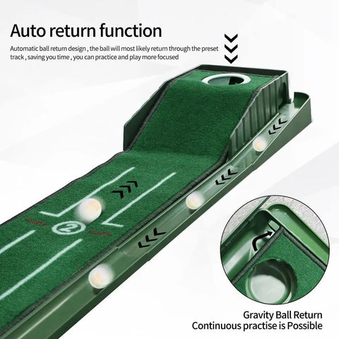 Indoor Putting Green Mat With Auto Ball Return For Home And Office Realistic Putt Feel With A 10 To 11 Stimp Speed Practice