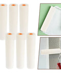 Premium High Density Polyurethane Sponge Paint Rollers 10 Pack in white with orange ends, ideal for smooth wall painting.