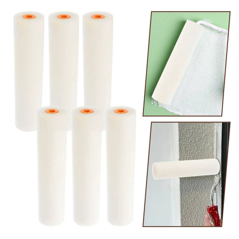 Premium High Density Polyurethane Sponge Paint Rollers 10 Pack in white with orange ends, ideal for smooth wall painting.