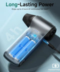 Ultra Power Electric Air Duster with 130000 RPM brushless motor showing long-lasting battery and USB-C charging for electronics cleaning.