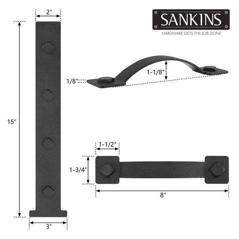 Magnetic Decorative Garage Door Hinges And Handles Kit dimensions and design with black faux hardware