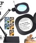 Two In One Magnifying Lamp With Light And Stand For Seniors And Crafts Stepless Color And Brightness Desk LED Clamp Lamp With Extra Long Arm