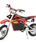 MX500 Dirt Rocket Electric Ride On Bike For Teens Ages 14 And Up 36V Battery Top Speed 15 MPH 40 Minute Run Time, red with number 4 decals