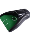 Auto Return Golf Practice Cup System No Battery Required Lightweight Plastic Training Aid For Quick Reps And Pressure Putt Practice Beginners To Pros Today – green surface and black curved body.