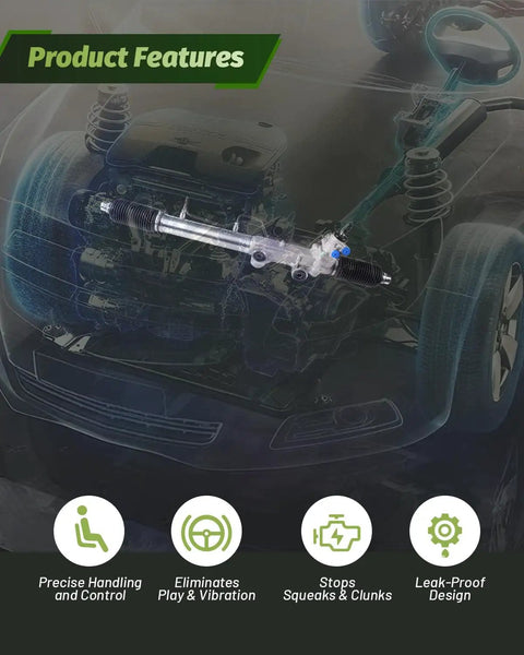 Toyota Tacoma And 4Runner Hydraulic Power Steering Rack And Pinion Assembly transpose view in transparent vehicle layout.