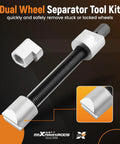 Dual Wheel Separator Tool Kit for Truck, Bus, Van, and Trailer, 4 Pcs wheel hub removal set with 11 threads shown close-up