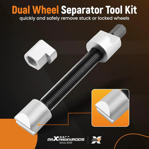 Dual Wheel Separator Tool Kit for Truck, Bus, Van, and Trailer, 4 Pcs wheel hub removal set with 11 threads shown close-up
