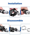 55 Pcs Single Ear Hose Clamps 10.8mm To 13.3mm 304 Stainless Steel Crimp Clamps installation and disassembly steps shown