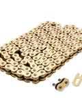 520 X Ring Drive Chain 130 Links With Master Link For Motorcycle Go Karts Mini Trail Bike And Bicycle, laid out compactly.