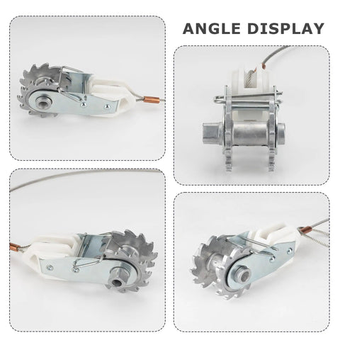 Angle display of Heavy Duty Electric Fence Tensioner With Integrated Insulator, 5 Pack In Line Wire Strainer And Termination Kit.