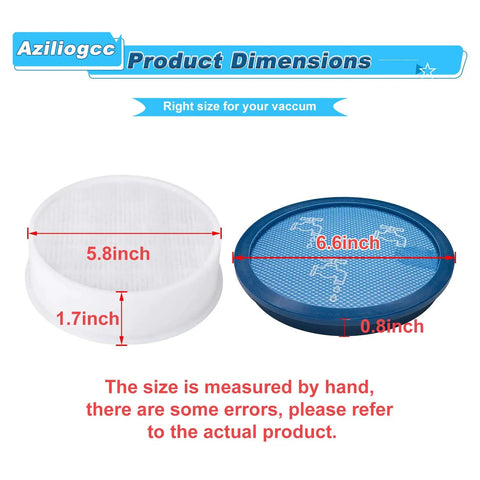 Washable Pre Filter And HEPA Post Filter Kit For DC17 Absolute Animal Vacuum Cleaner dimensions shown for parts