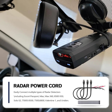 Installed 16.5 Inch Radar Detector Hardwire Power Cord With RJ11 Plug Tap Inline Fuse for Escort Valentine One Uniden Cobra