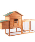 Wooden Chicken Coop For 2 To 5 Chickens Outdoor Hen House Poultry Hutch with green roof and nesting box