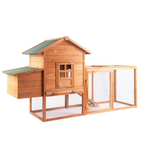 Wooden Chicken Coop For 2 To 5 Chickens Outdoor Hen House Poultry Hutch with green roof and nesting box