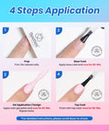 Visual guide for applying 36 Color Gel Nail Polish Set With 44 Piece Kit including 5ml soak off gels, base coat, top coat steps.
