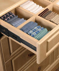 Side view of open drawer with Six Pack 8 Inch Full Extension Drawer Slides In Black Telescopic Steel Ball Bearing Rails installed