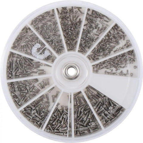 600Pcs Mini Screws Assortment Kit For Eyewear And Small Gadgets, 12 Sizes M1 To M1.6, Stainless Steel Repair Screws in round case