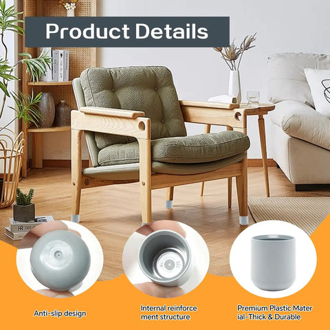 Heavy Duty Folding Chair Leg Caps 12 Pack Premium Grey Floor Savers Top Tier Made Tough Zero Scratch Furniture Glides For Hardwood Desks Built To Thrive in a modern living room setting with detailed views.