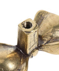 Close-up of a Copper Bowknot Cabinet Handle And Drawer Pull Kit in Vintage Brass Finish showing threading detail.