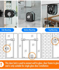 Frameless Glass Door Lock With Grip Tight Clamp Design, Zero Drill Install Required, 304 Stainless Steel, Brushed Black Finish, Heavy Duty Build, Rock Solid Security, Fits Quarter To Half Inch Glass, Easy Peasy Setup For Modern Homes images showcasing side, bottom, and top mounting options.