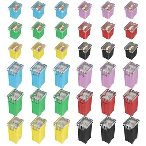 36 Piece Jcase Auto Fuse Kit With Low Profile Box Shaped Car Fuses 20A 30A 40A 50A 60A 80A For Cars SUVs Trucks Ready To Install