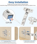 Easy installation guide for 2 Pack Full Overlay Soft Close Concealed Frameless Cabinet Hinges Satin Nickel 105 Degree Opening