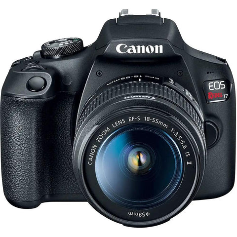 Front view of the Rebel T7 DSLR Starter Kit With 24.1MP APS-C Sensor And Built-In Wi-Fi NFC 18-55mm Lens Ideal Beginner Photography Setup