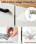 Ultra Thin Magnetic Cabinet Door Magnets 20 Pack With Double Sided Tape for quick cabinet closure, shown with measurements and installation.