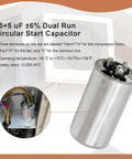 Beefy 45 Slash 5 Microfarad Start Capacitor 45 Slash 5 MFD With 6 Percent Tolerance 370V 440VAC CBB65 Dual Run Circular