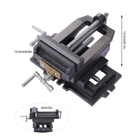 Heavy Duty 6 Inch Cross Slide Vise With X Y Table Mount For Drill Press And Metal Milling Applications featuring robust cast iron build and sturdy design.