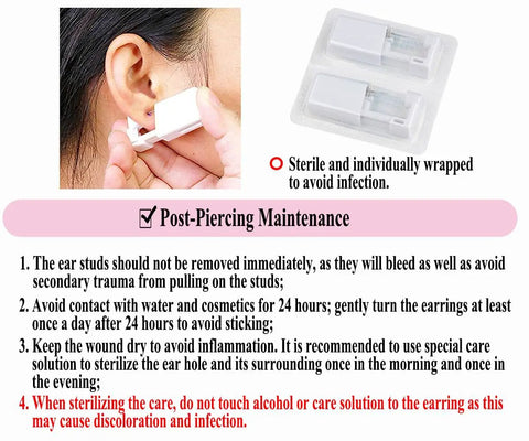 Disposable Ear Piercing Gun Kit For Cartilage With 2mm 3mm 4mm Studs, Includes Six Piercing Guns, Marker Pen, Cleaning Pads, Waterproof Ear Covers, And Silicone Earring Backings. Sterile wrapped studs