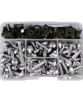177Pcs Beefed Up Motorcycle Screw And Nut Kit For Gsxr600 Gsxr1000 Gsx1300R Gsx600F Gsx750F SV1000 SV650 With Hex Drive Durable Silver Finish Must Have For OEM Replacement And Upgrades; assorted bolts in storage case