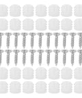 Heavy Duty Hinge Dowel Inserts Kit With M4x8mm Expansion Nuts And Self Tapping Screws lined up on white background