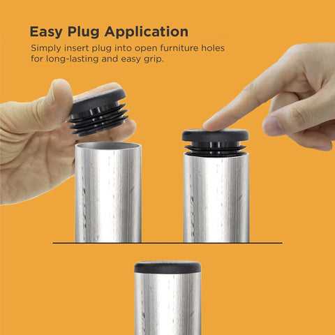 Installing 1 Inch Outer Diameter Ribbed Plastic Hole Plugs For Round Tubing Black End Caps And Furniture Leg Inserts, hand illustration