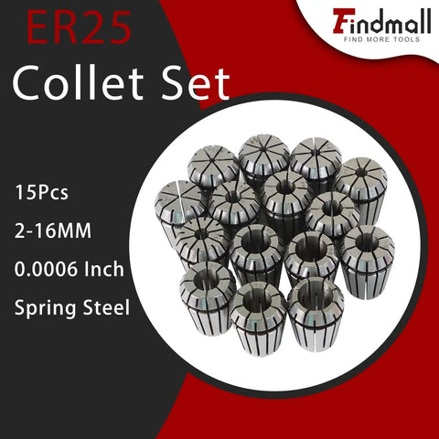 ER25 Collet Set 15Pcs Precision Spring Collet Chuck Kit Must Have For CNC Engraving Milling Lathe Tools 2Mm To 16Mm
