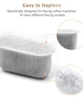 Close-up of a charcoal coffee water filter from the 12 Pack Charcoal Coffee Maker Water Filters Replacement Set That Boosts Flavor And Purity Keeps Your Brew Tasty And Clean Compatible With DCC1100 DCC1200 DCC2600 DGB550 DGB700 DGB900BC.