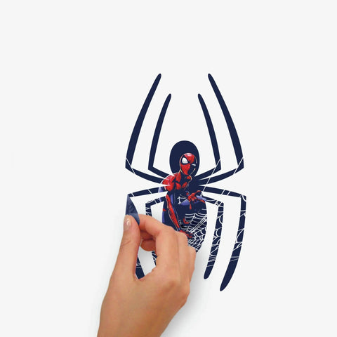 Giant Spider-Man Peel And Stick Wall Decals Set For Kids Room With 18 Removable Repositionable Decals Assembled Size About 27.36 Inches