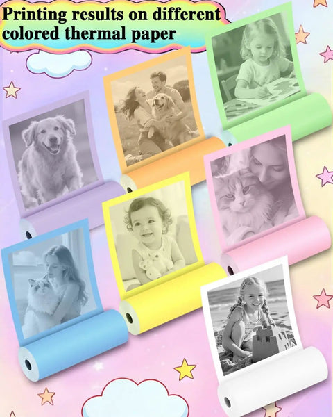 Kids Camera Instant Print Paper Refill, BPA Free and Non Toxic, 20 Rolls of Safe Odor Free Photo Paper for Easy Kid Friendly Snapshots and Quick Print Fun with Every Click, colored thermal paper samples