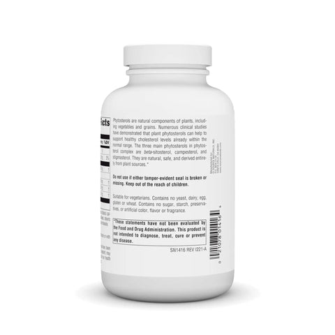 Back view of Heavy Duty Beta Sitosterol Capsules 375 Milligrams 120 Count bottle showing supplement facts and usage instructions.