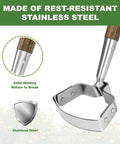 58 Inch Long Reach Stainless Steel Scuffle Hoe For Standing Weeding In Push Pull Motion Stirrup Style With Comfortable Wood Handle