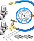 Mudder BPV31 piercing tap valve kit, 2-pack with gauge, blue R134a charging hose and brass fittings.