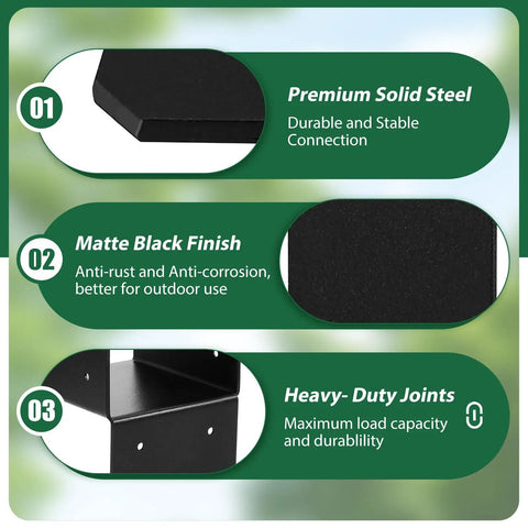 Heavy Duty 4x4 Post Cap Tie Bracket Black Powder Coated Carbon Steel Post To Beam Connector For Deck Pergola Gazebo Patio Includes Screws Easy Install 4 Pack
