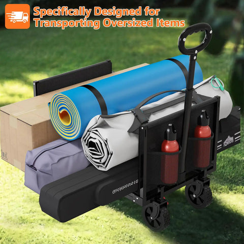3 In 1 Foldable Wagon Cart With All Terrain Wheels For Heavy Duty Hauling carrying camping gear on grass