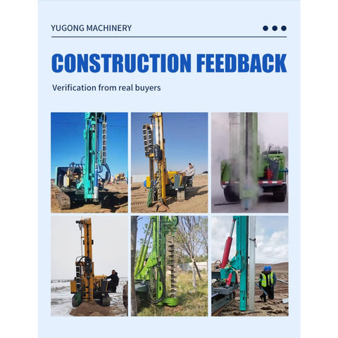 Beefy Hydraulic Guardrail Post Driver Machine For Steel Post Installations shown in various construction settings