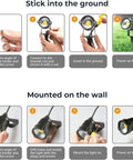 Installation guide for 5W AC120V Landscape Up Down Spotlight With Spiked Stand and Base for ground or wall mounting.