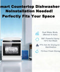 Slick Portable Mini Countertop Dishwasher With Five Liter Tank Three Quick Wash Cycles Glass Front Led Display Totally Hassle Free Compact Set Sweet Deal For Dorms And Kitchens in a bright kitchen setting.