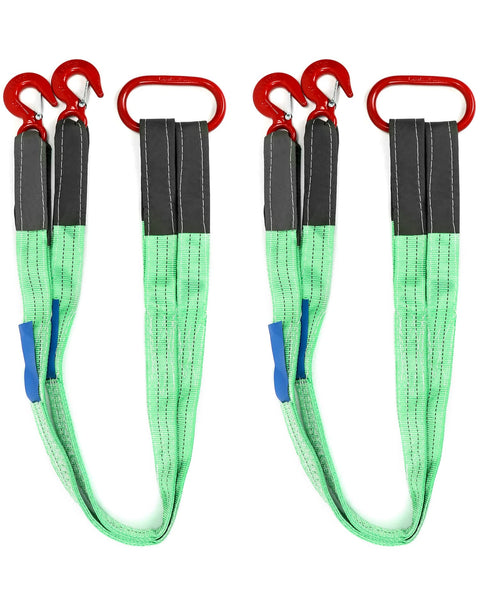 Two Leg Bridle Web Sling 5ft Heavy Duty Rigging Strap With Eye Hook 6613 Lb Vertical Capacity Polyester Web Sling Two Pack