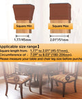 16 Piece Silicone Chair Leg Protectors With Felt Square Floor Pads Quiet Pro Grade Furniture Leg Caps For Hardwood Floors And Tile Brown Reduces Scratches And Noise Easy Glide For Chairs And Tables showing size range for square legs
