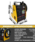 Electric Brake Fluid Bleeder Machine 110V for Easy Brake Fluid Exchange With Adjustable Pressure and One Adapter in yellow casing